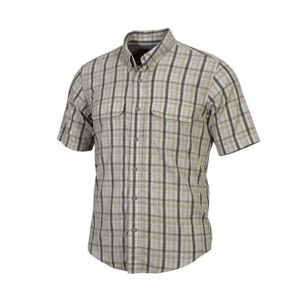 Woolrich Button Up Short Sleeve Shirt - Mens XL Vented Mesh Tan Plaid